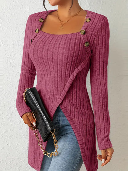 Julia | Women's Trendy Ribbed Asymmetrical Top