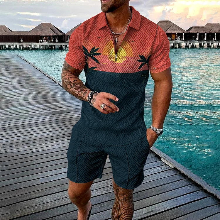 Ben | Men's Cabana-style Poloshirt & Shorts Set