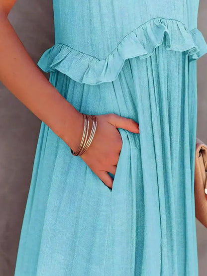 Sarah | Women's Halter Ruffle Maxi Dress (Almost Sold Out)