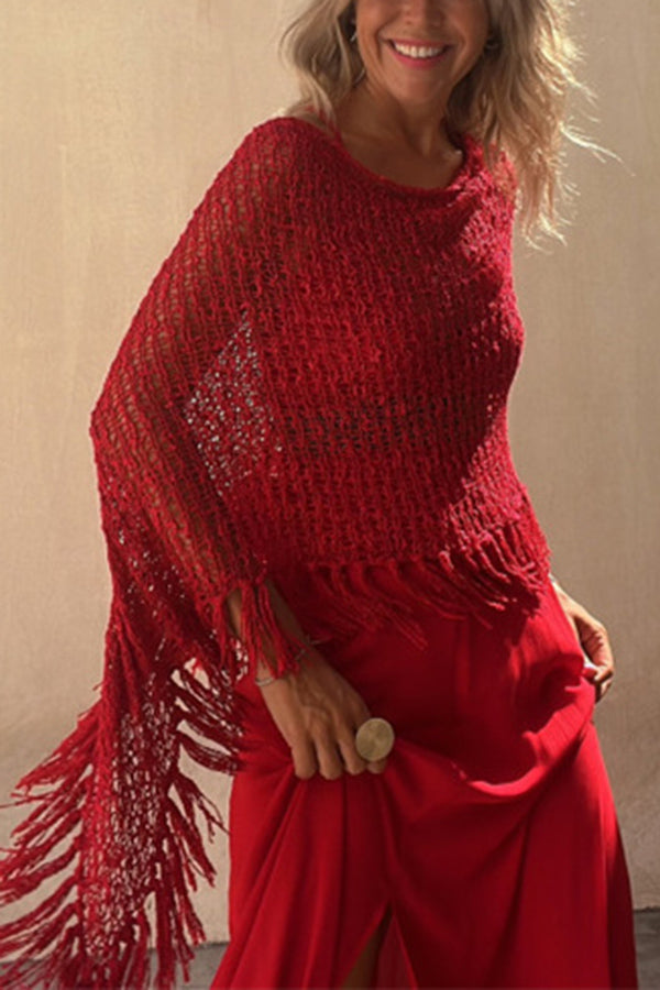 Women's Sunset Breeze Tassel Cover-Up with Hollow-Out Design