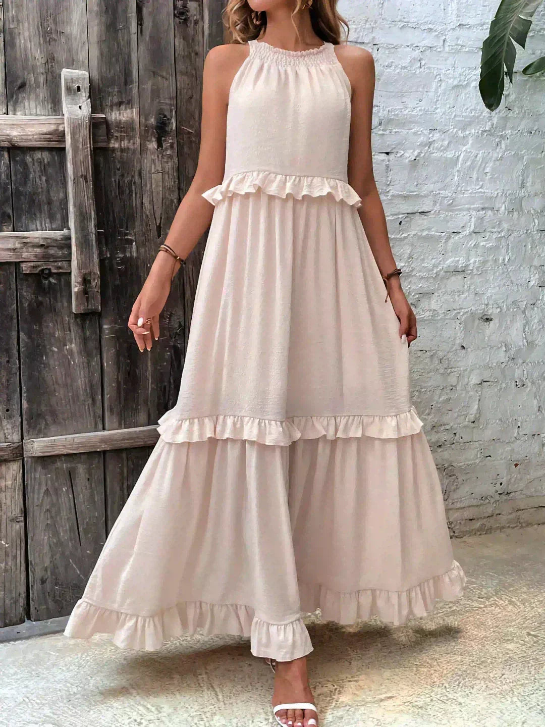 Sarah | Women's Halter Ruffle Maxi Dress (Almost Sold Out)