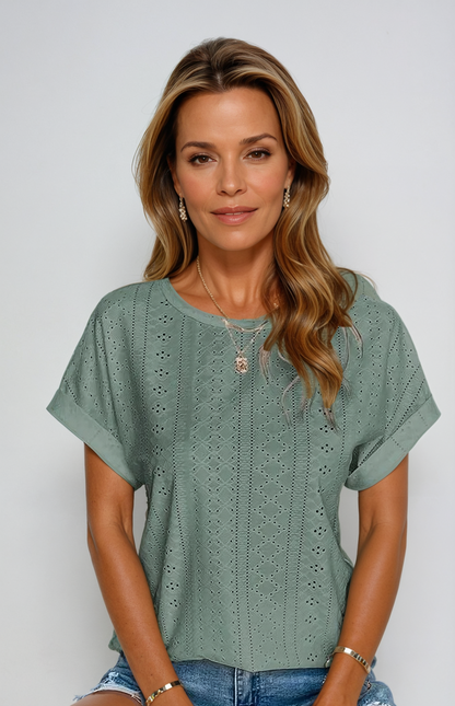Riza | Women's Relaxed Casual Eyelet Top