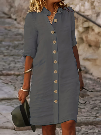 Hannah | Women's Casual Midi Dress with Button Placket