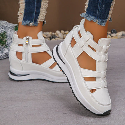 Women's Cushioned Open-Toe Lightweight Wedge Sandals with Side Zip for Ultimate Comfort