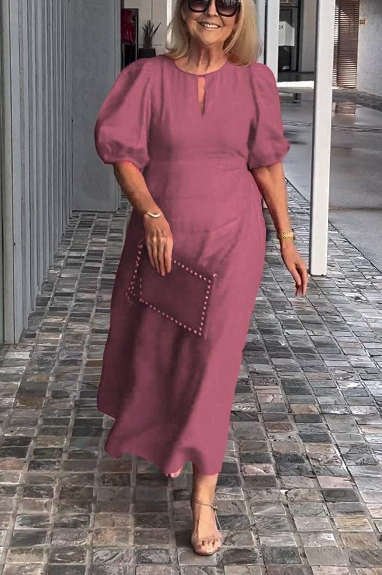 Juliana | Women's Elegant Puff-Sleeve Midi Dress