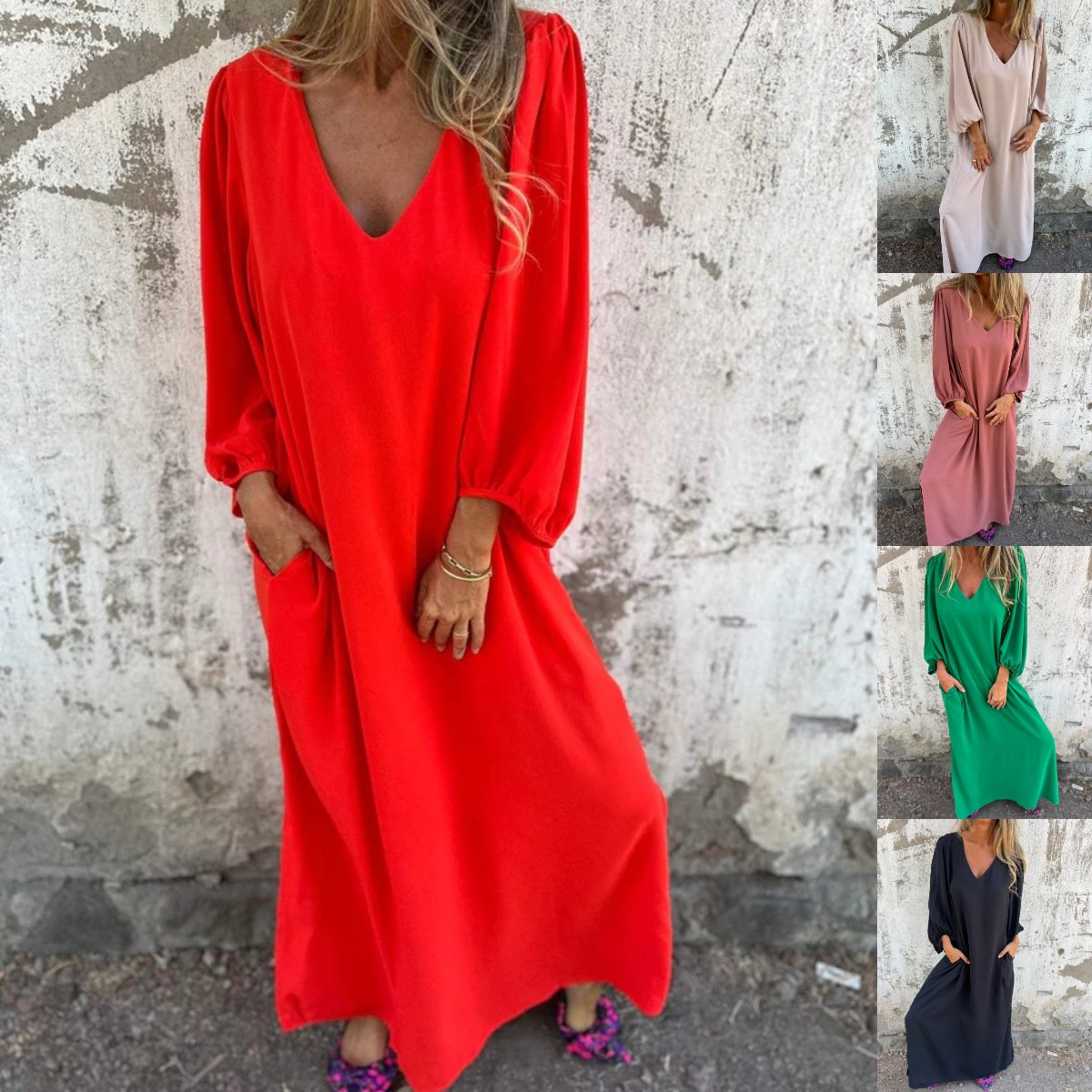 Delilah | Women's Relaxed Maxi Dress with V-Neck