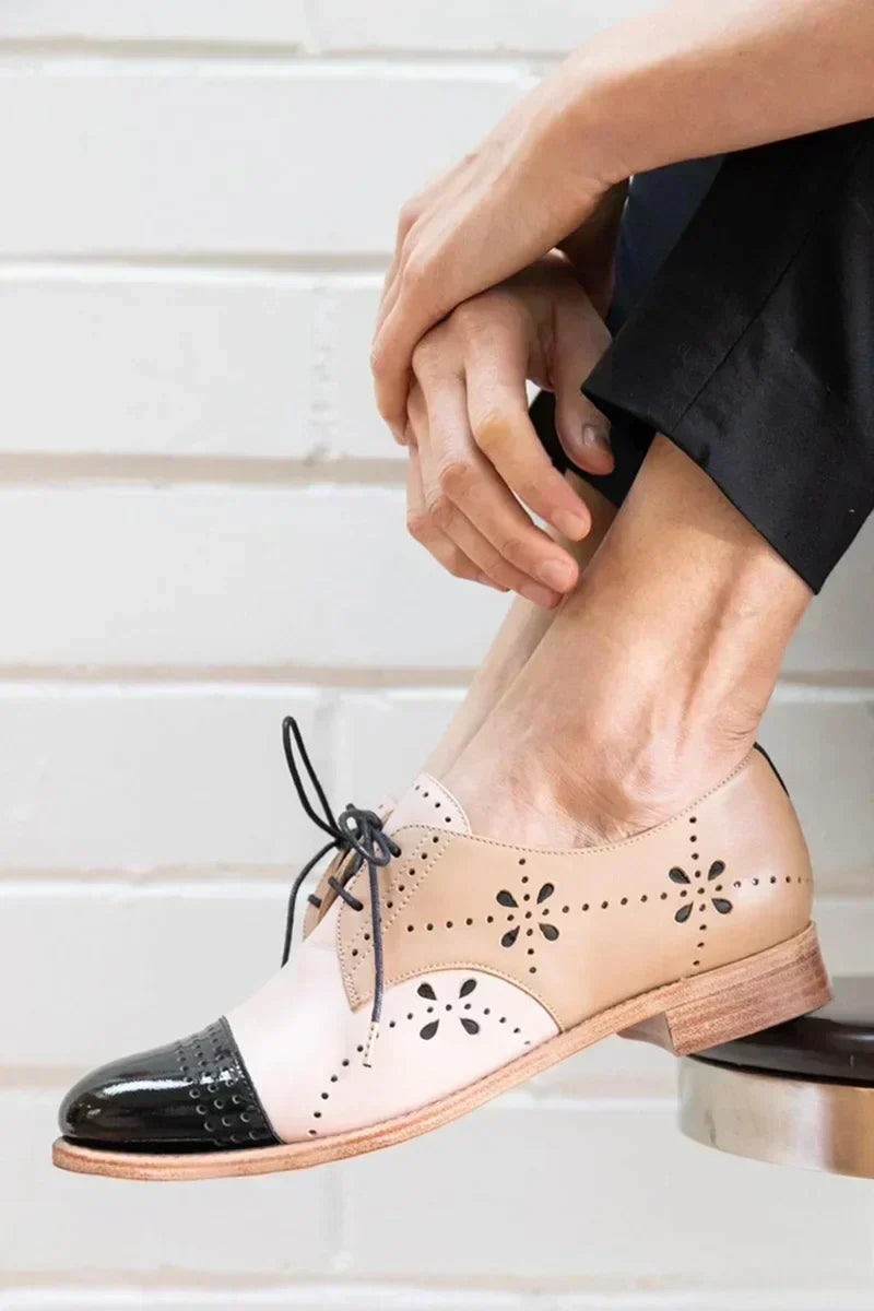 Men's Lace-Up Two-coloured Oxford Shoes