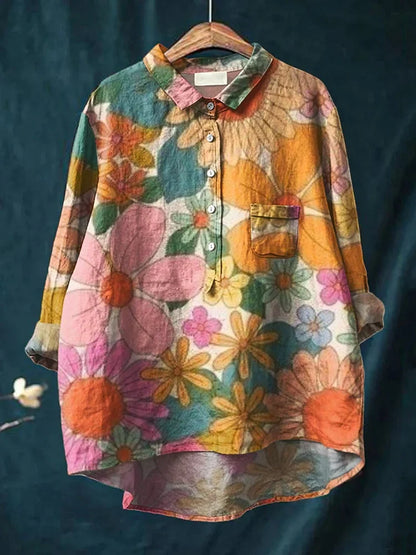 Layla | Women's Longline Floral Art Shirt