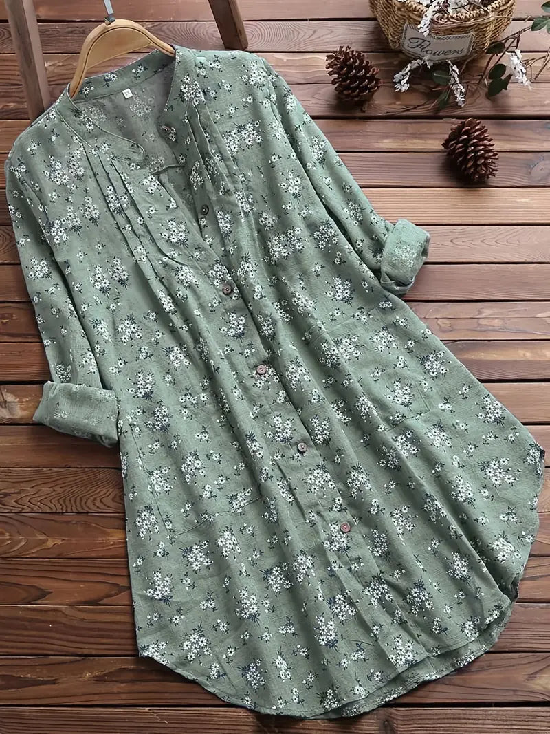 Mila | Women's Longline Shirt with Flowers