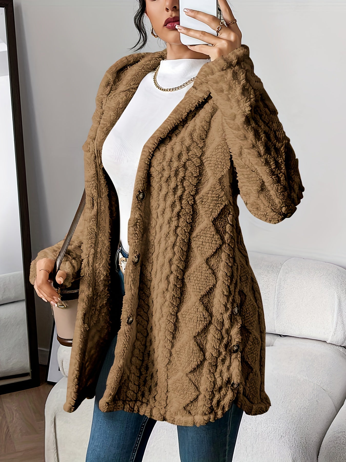 Chloe | Women's Relaxed Plush Hooded Cardigan