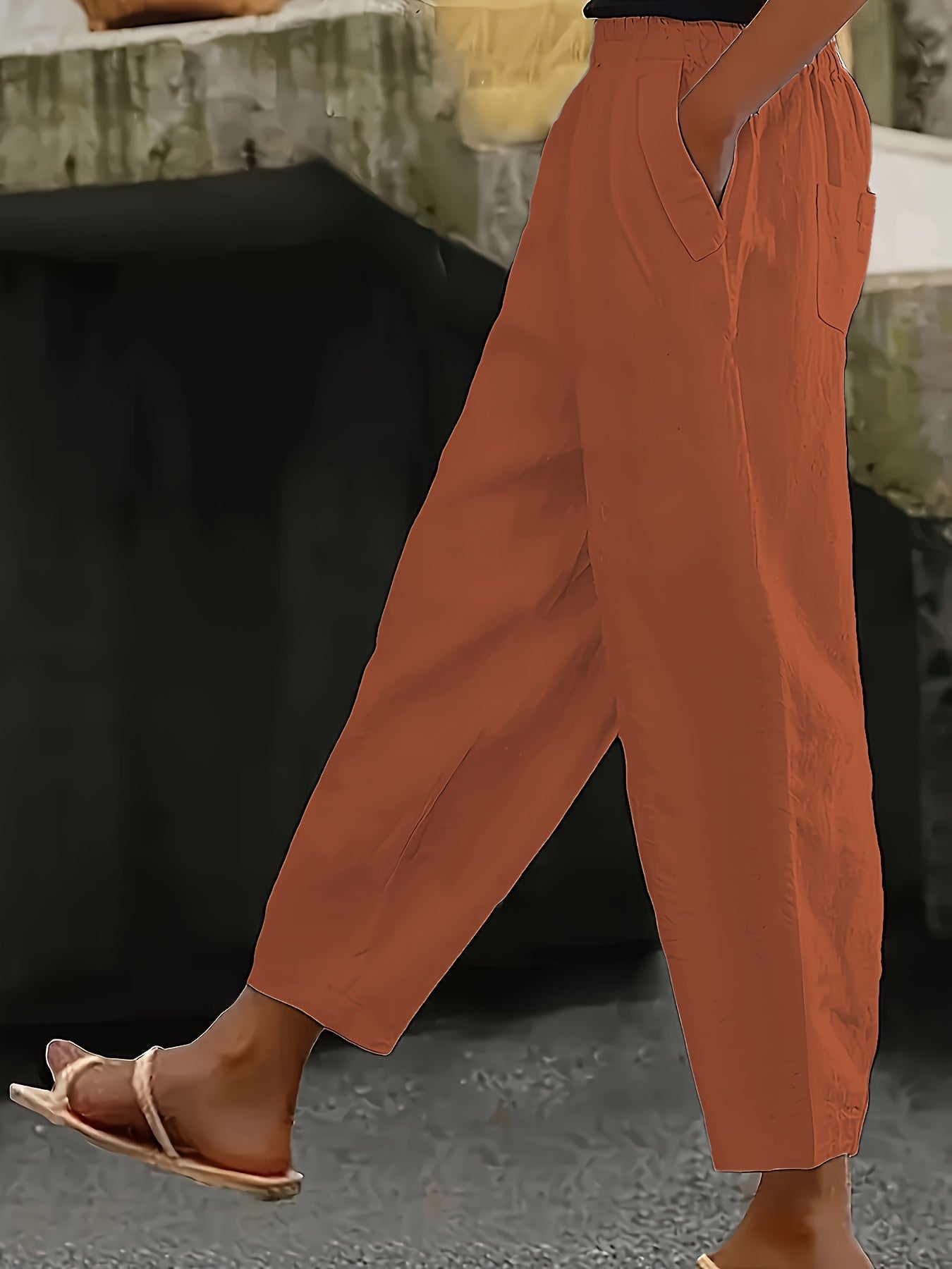 Rachel | Women's Comfy Elastic Waist Capris with Pockets