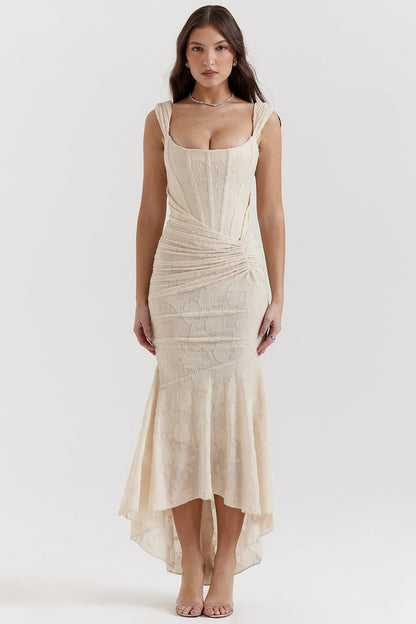 Boheme | Women's Sleeveless Ruched Bodycon Evening Maxi Dress with Ruching