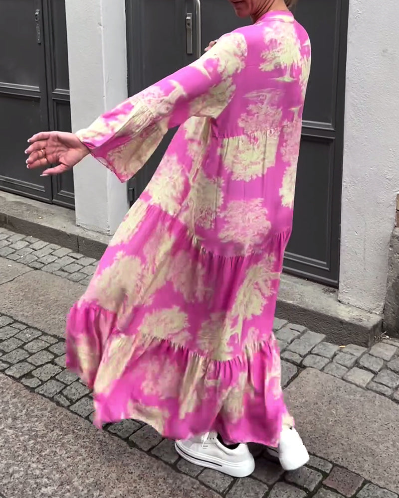 Diana | Women's Relaxed Comfy Patchwork Maxi Dress with Ruching