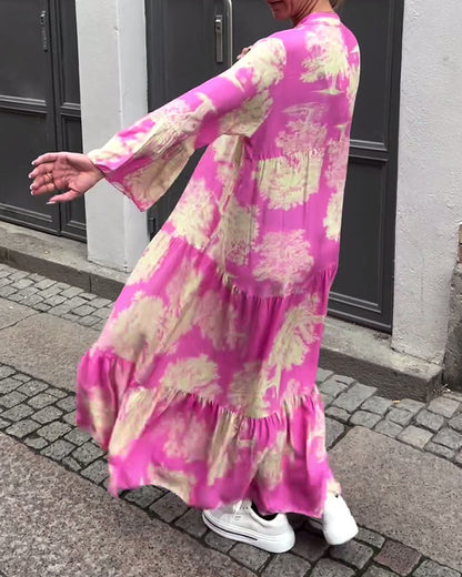 Diana | Women's Relaxed Comfy Patchwork Maxi Dress with Ruching