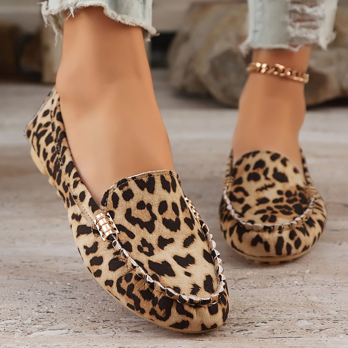 Jennifer | Women's Cushioned Slip-On Leopard Print Loafers