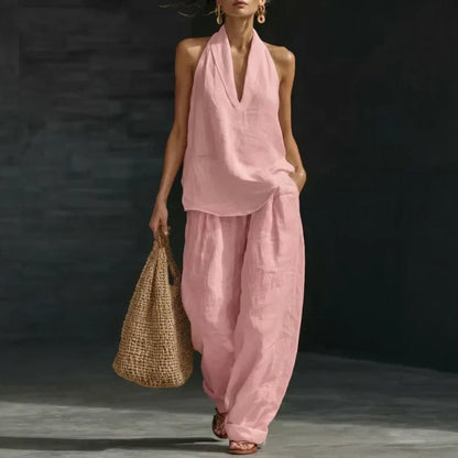 Ainhoa | Women's Longline Casual Tank Top and Wide-Leg Trouser Set