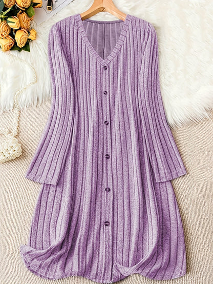 Madelyn | Women's Timeless Plus Size Ribbed Button Midi Dress