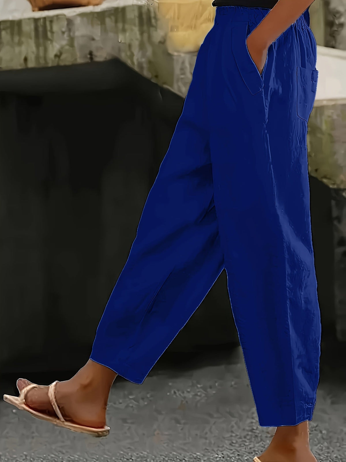 Rachel | Women's Comfy Elastic Waist Capris with Pockets