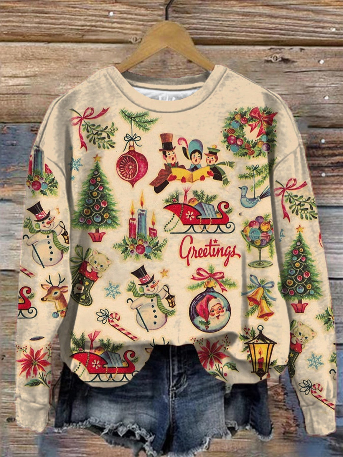 Blair | Women’s Christmas Retro Round Neck Long Sleeve Top