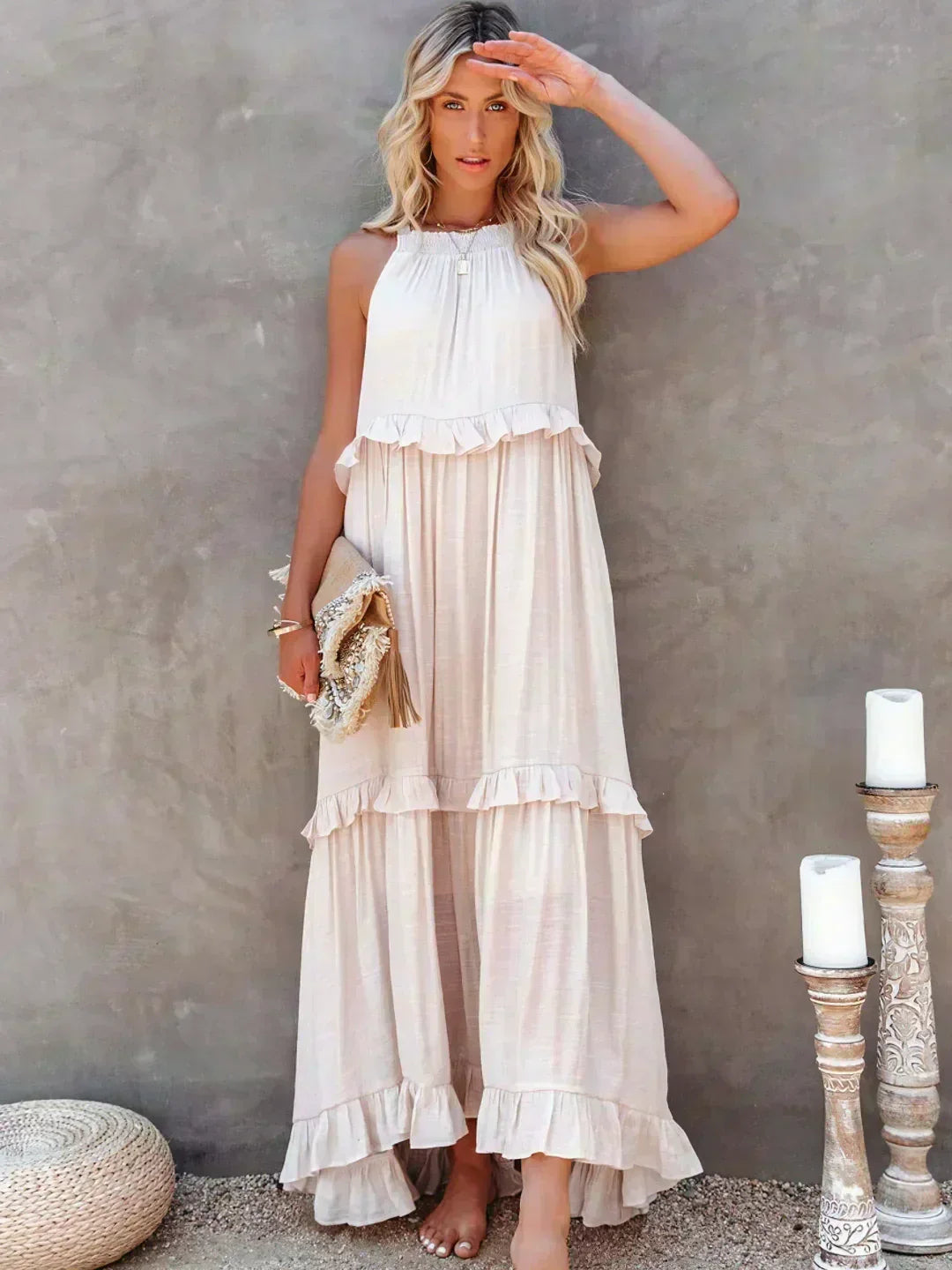 Sarah | Women's Halter Ruffle Maxi Dress (Almost Sold Out)