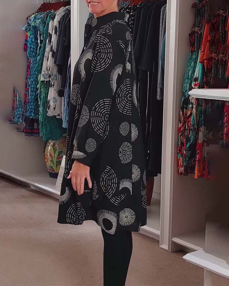 Marlene | Women's Casual Geometric Print Midi Dress