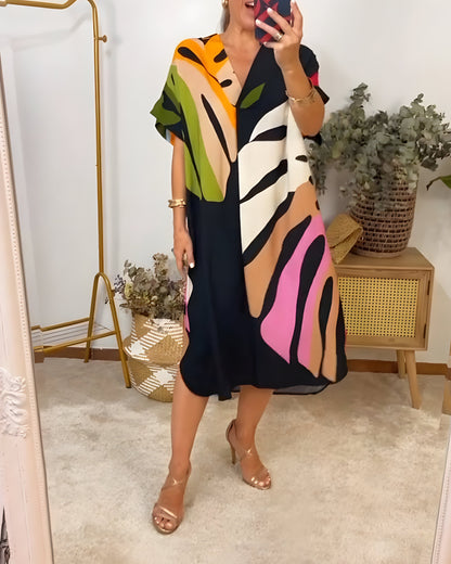 Rianna | Women's Abstract Print Dress with V-Neck
