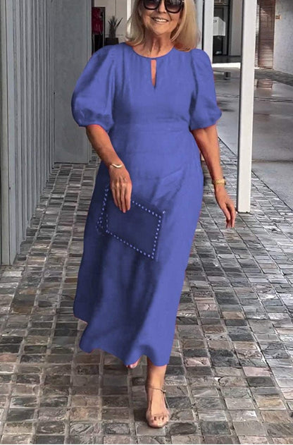 Juliana | Women's Elegant Puff-Sleeve Midi Dress