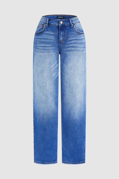 Women's Mid-Rise Straight Fit Denim Jeans
