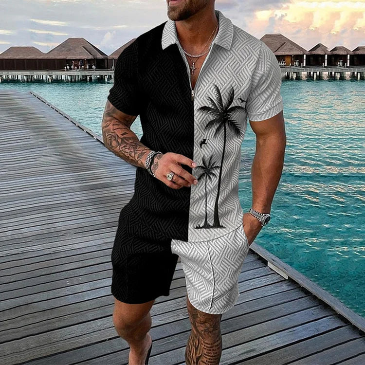 Nico | Men's Coconut Palm Polo Shirt & Shorts Set