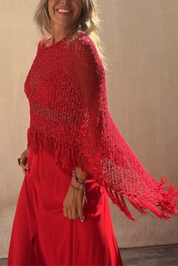 Women's Sunset Breeze Tassel Cover-Up with Hollow-Out Design