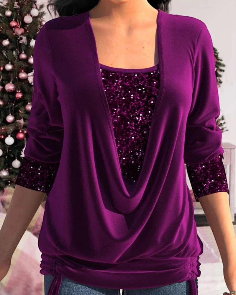 Kiara | Women's Cropped Long Sleeve Sequin Shirt