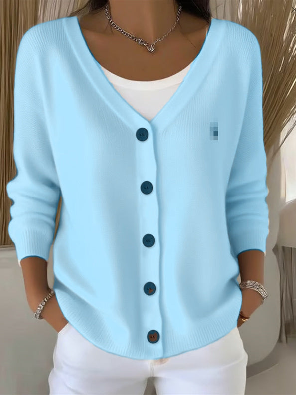 Olivia | Women's Long Sleeve V-Neck Button Jumper