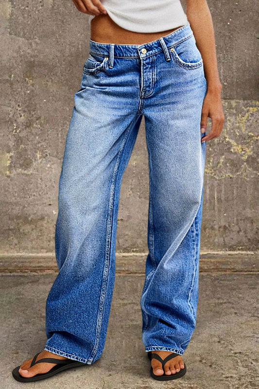 Women's Mid-Rise Straight Fit Denim Jeans