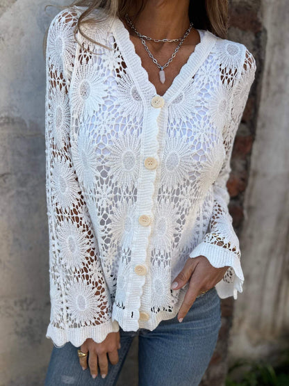 Nadia | Women's Cozy Cardigan with V-Neck and Long Sleeve