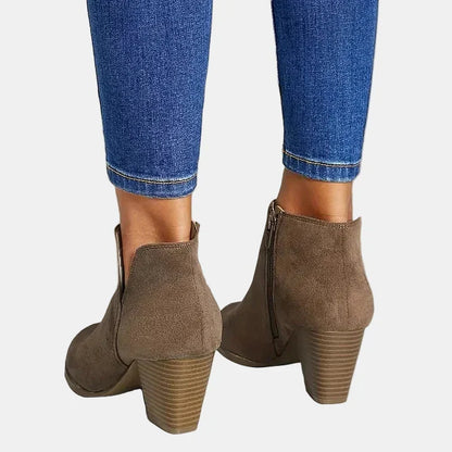 Hailey | Women's Cushioned Slip-On Block Heel Ankle Boots