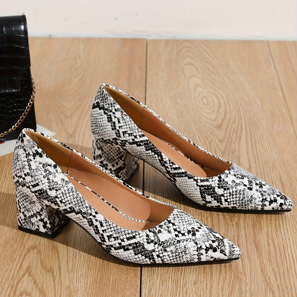 Jayne | Women's Slip-On Snake Print Pointed-Toe Heels