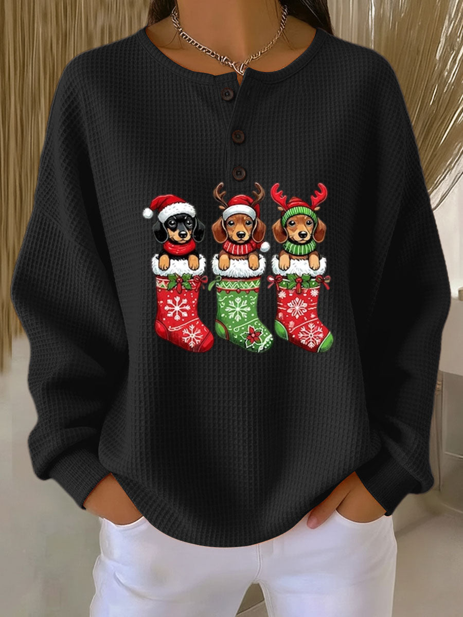 Grethe | Women's Vintage Christmas Jumper with Dog Motif
