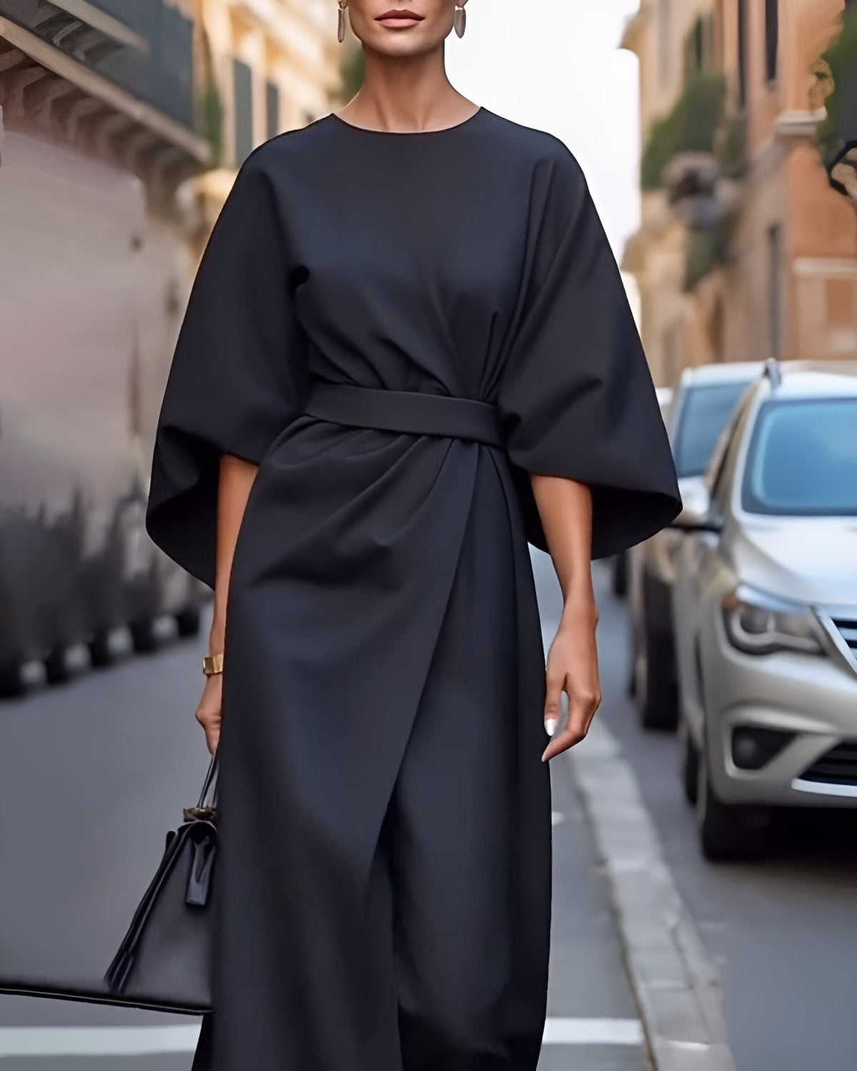 Lissey | Women's Minimalist Belted Luxe Maxi Dress