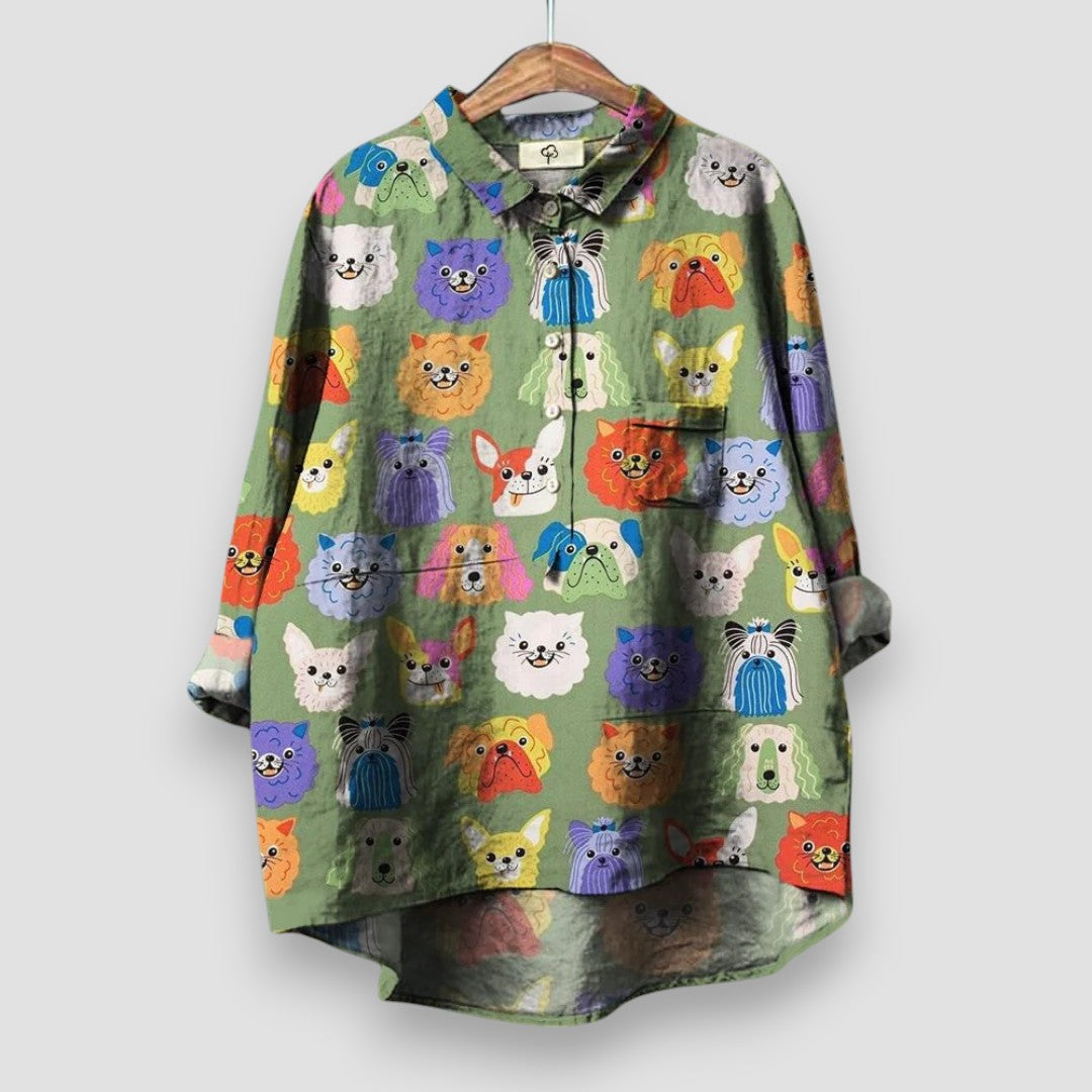 Geraldine | Women's Shirt with Dog Print