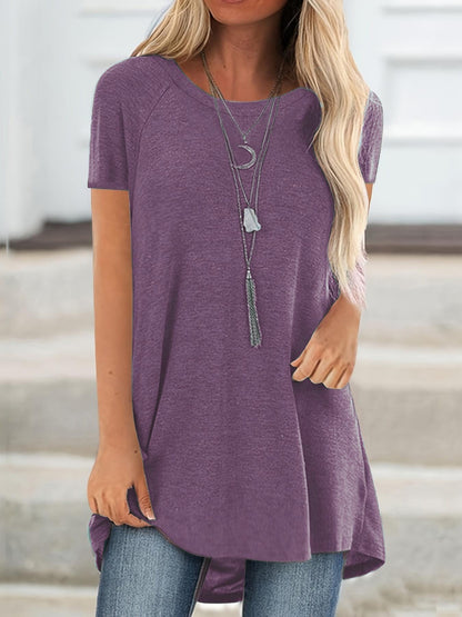 Faye | Women's Relaxed Casual Longline Crew Neck T-Shirt