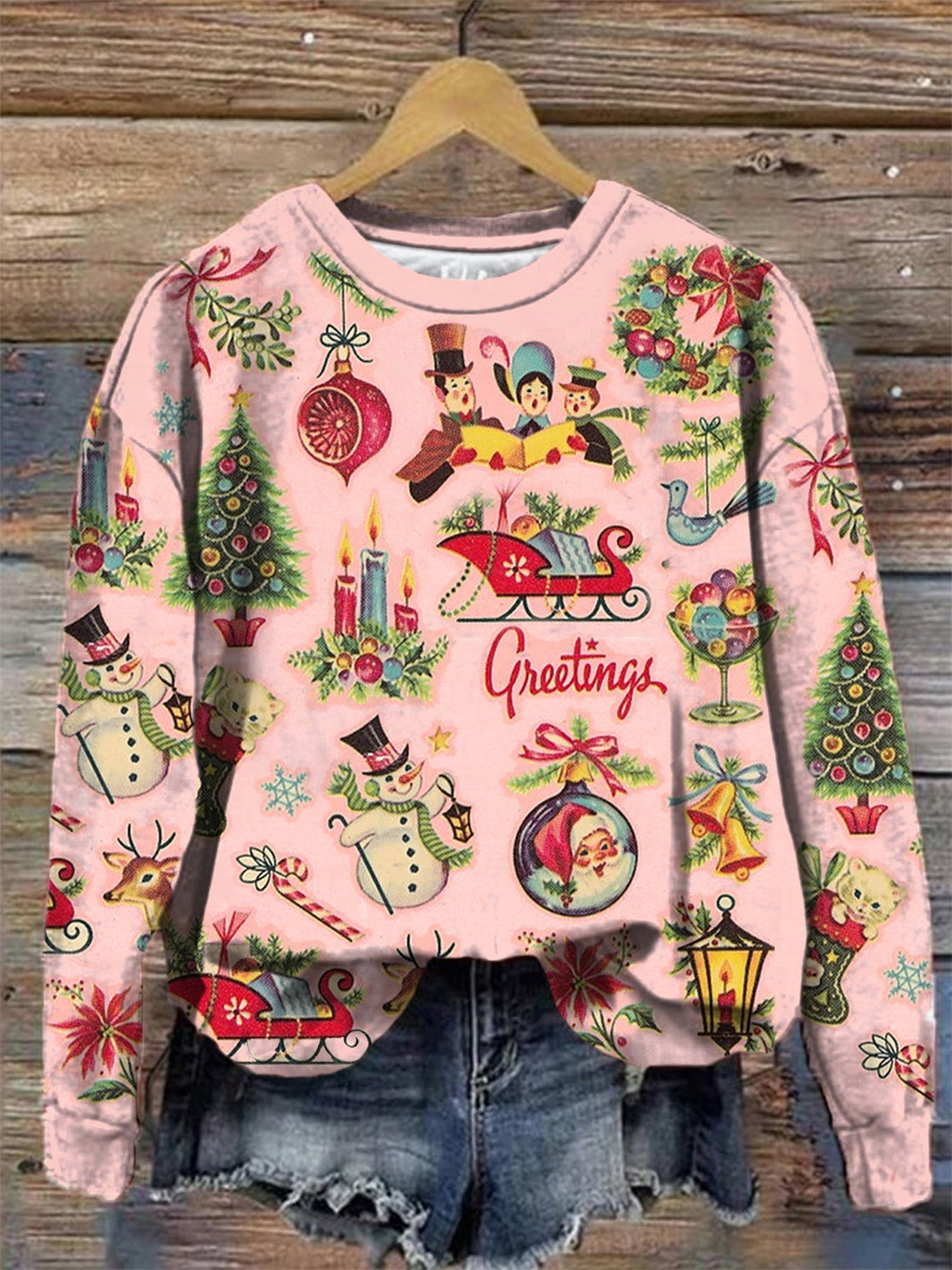 Blair | Women’s Christmas Retro Round Neck Long Sleeve Top