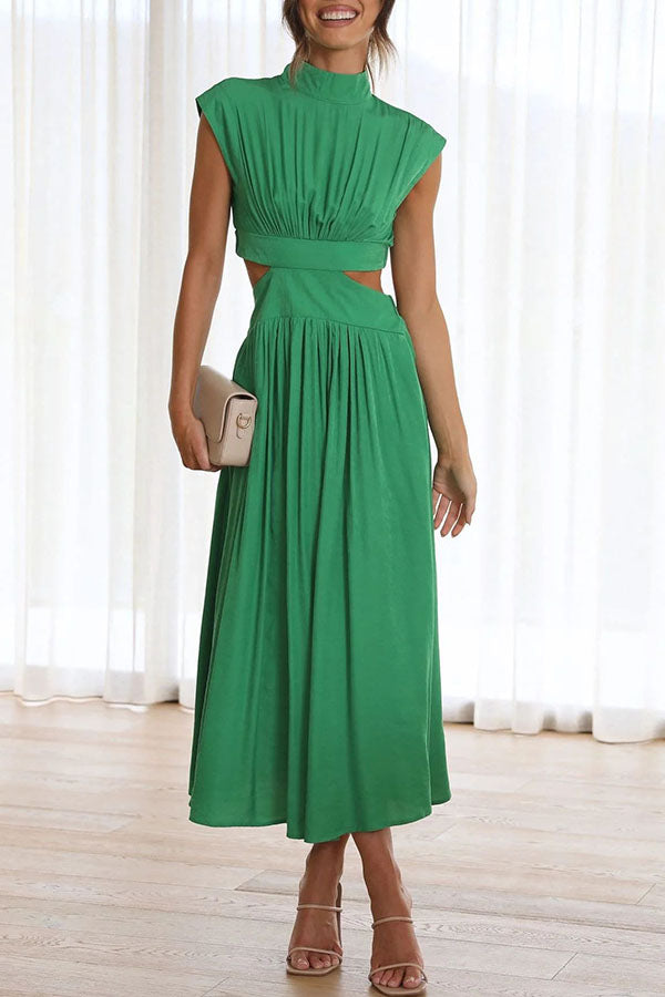 Quincy | Women's Midi Dress with Cut-Out and Pockets