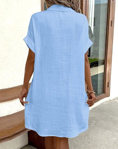 Fenna | Women's Relaxed Effortless Button Midi Dress with Pockets