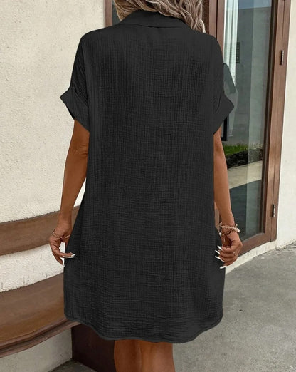 Fenna | Women's Relaxed Effortless Button Midi Dress with Pockets