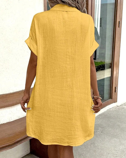 Fenna | Women's Relaxed Effortless Button Midi Dress with Pockets