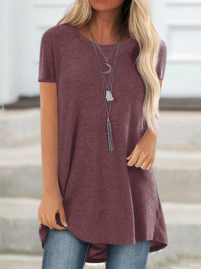 Faye | Women's Relaxed Casual Longline Crew Neck T-Shirt