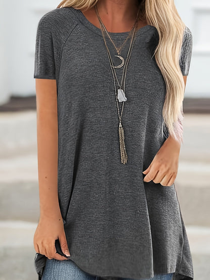 Faye | Women's Relaxed Casual Longline Crew Neck T-Shirt