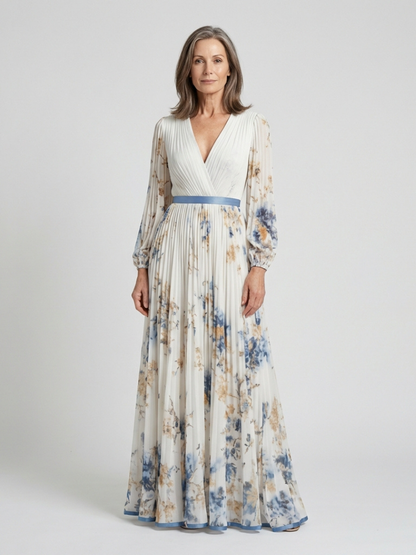 Lavinia | Women's Long Sleeve V Neck Floral Maxi Dress