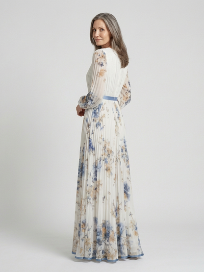 Lavinia | Women's Long Sleeve V Neck Floral Maxi Dress
