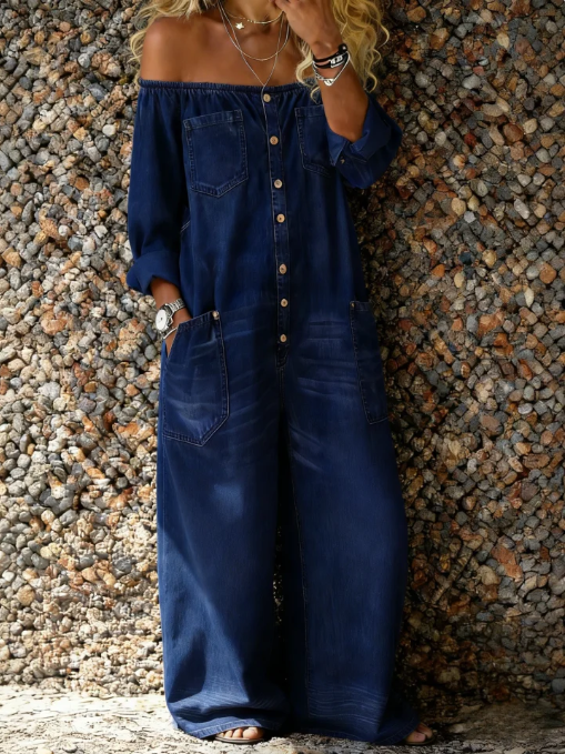 Noa | Women's Jumpsuit with Off-Shoulder Neckline and Pockets
